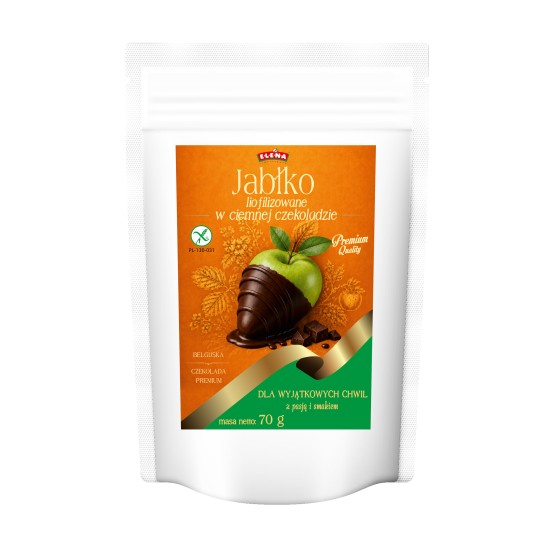 Freeze-dried apple in Belgian dark chocolate