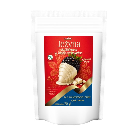 Freeze-dried blackberries in Belgian white chocolate