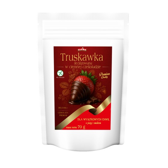 Freeze-dried strawberry in Belgian dark chocolate