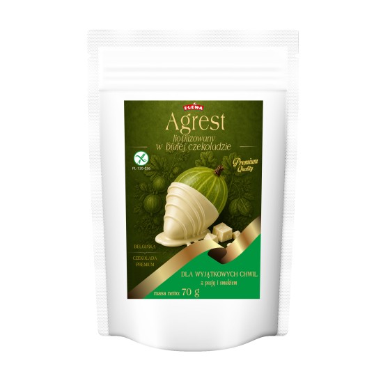Freeze-dried gooseberries in Belgian white chocolate