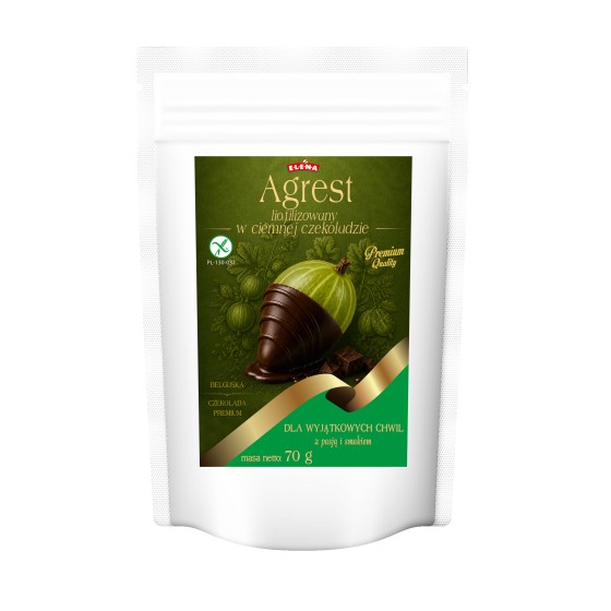 Freeze-dried gooseberries in Belgian dark chocolate